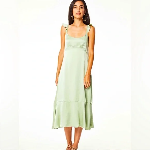 Roller Rabbit Quinn Silk Midi Dress Large Sage Green NEW - Picture 2 of 14